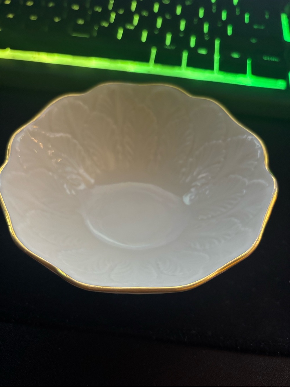 Vintage Lenox White Porcelain decorative Bowl with Gold Rim